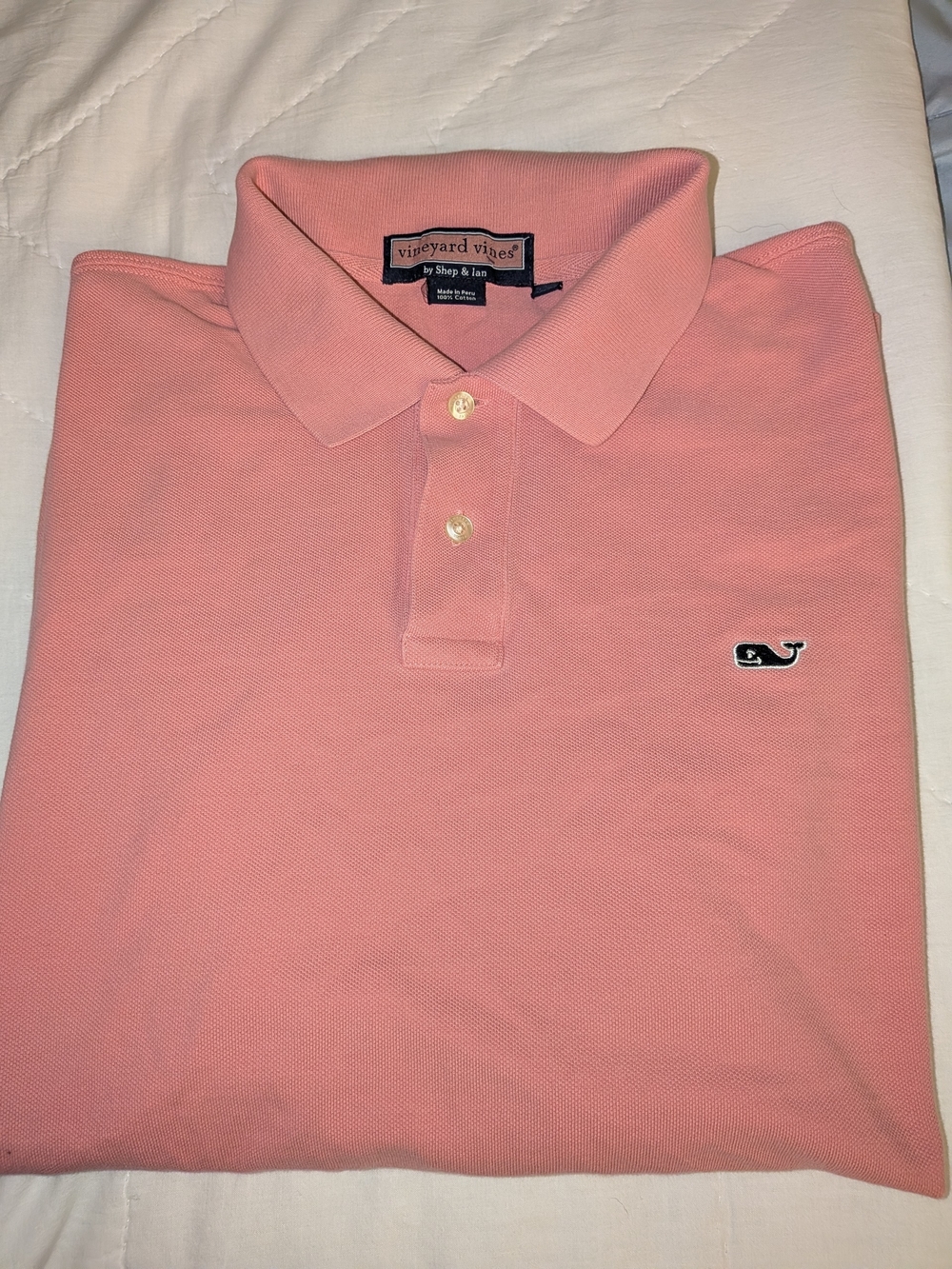 Vineyard Vines Men’s Coral Pink Polo Size Large